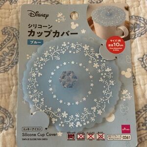 NEW Disney Floral Blue Princess style Silicone Cup Lid